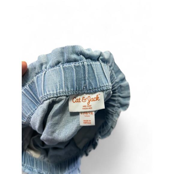 Cat & Jack Girls Stretchy Blue Denim Skirt Large Pockets 10/12 - Picture 2 of 3